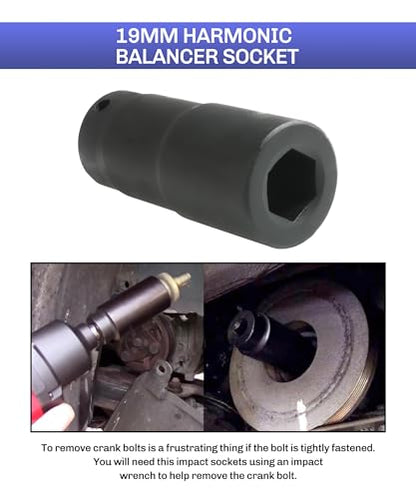 bylikeho Crankshaft Pulley Removal Tool,Automotive Tool,Car Accessories Weighted Sockets,19mm Harmonic Balancer Socket,50mm Crankshaft Pulley Holder, Use to Install or Remove Engine Crank Bolts