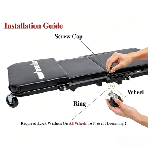 Mechanic Creeper 36 inches 3-in-1 Mode Z Seat 340lbs Capacity, Foldable Garage Adjustable Rolling Folding with 6pcs Wheels Roller, Lay Down Sit Lean Back, Under Car Auto Repair, Black, Man Gift - color: Black