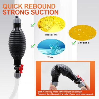 Manual oil pump Manual fuel transfer pump gas siphon pump for gasoline water oil diesel siphon fuel hand pump with 1pc 3m long PVC hose and rubber ball