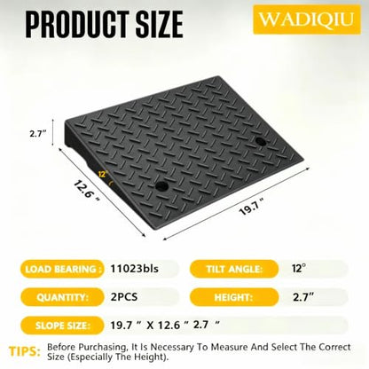 Rubber Curb Ramp,2 Pack,2.7" Rise Height,for Cars, wheelchairs | 8800lbs,with fixing bolts, Smooth transition fits vehicles & wheelchairs, lawn mowers,for driveways and sidewalks,shed. - size: 2.7" H