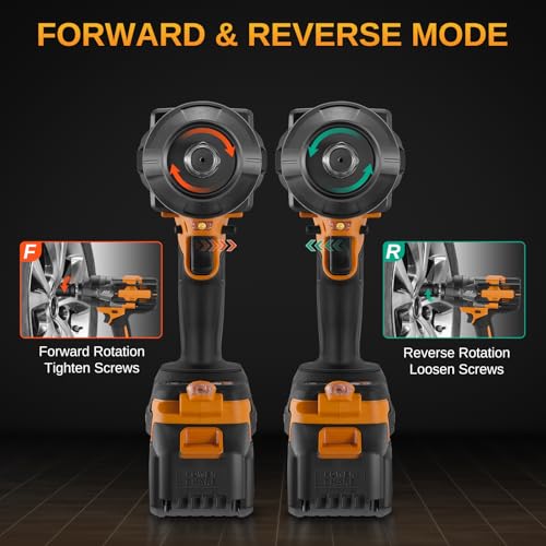 This Hill 3/4" Cordless Impact Wrench 1328 ft-lb, 21V Brushless lmpact Gun | 1800Nm, High Torque Power Impact Driver for Agricultural Machinery Truck, 2 x 4.0Ah Battery, 3-Speed Modes, Auto-Stop Reverse