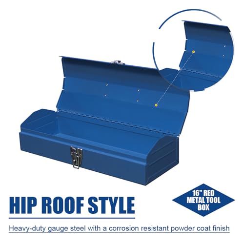 Portable Tool Box, Metal Tool Box, 4 Non-Slip Foot Pads, Ideal for Trailer, Mechanic, DIY-ers, Car Toolbox, Workshops, Garages, Repair Shops,Blue - size: 1P-Blue