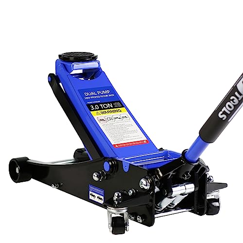3 Ton Low Profile Floor Jack Hydraulic Jack Heavy Duty Steel Floor Jack with Dual Piston Quick Lift Pump 3 Ton (6000 lb) Capacity Lift Range 3.3"-19.7" Blue - color: Blue 3.0T Dual Pump 3.3"-19.7"