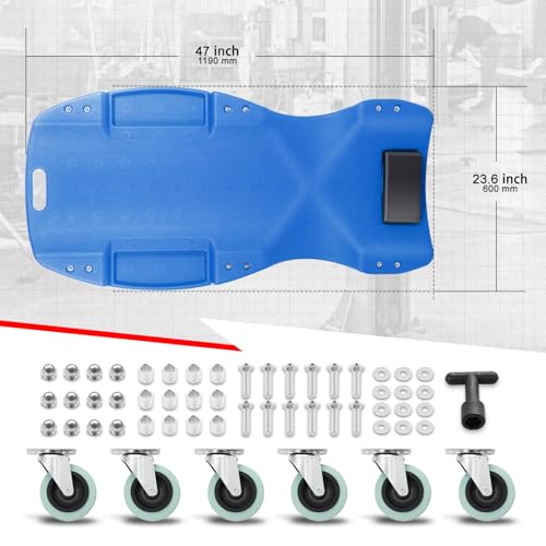 Auto Dynasty 47 Inches Mechanic Creeper, Automotive Garage Repair Low Profile Under Car Rolling Creeper with Padded Headrest, Plastic, Purple - color: Blue