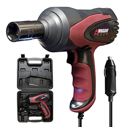 Wagan EL2257 12V DC Mighty Impact Wrench, 1/2 inch 12 Volt Electric Impact Wrench Kit, 271 ft-lbs, Tire Repair Tools with Sockets and Carry Case - size: EL2257 12V