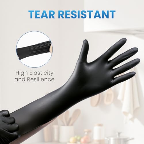 Borje Disposable Nitrile Gloves, Cooking, Cleaning, Food Safe - color: Black of 1000, size: Large