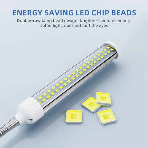 LED Magnetic Work Light, 15W high Brightness,Flexible Gooseneck lamp with Strong Magnetic Base for Lathe Milling Drill Press Industrial 1500lums Lighting 110-230V
