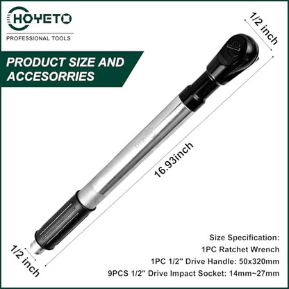 Offset Extension Wrench, 11 Piece 1/2" Offset Extension Wrench Impact for Electric Drill with 9 Impact Socket, 1/2" drive handle, Multifunctional Electric Ratchet Wrench, Slim for Tight Spaces - color: 11pcs-banshou