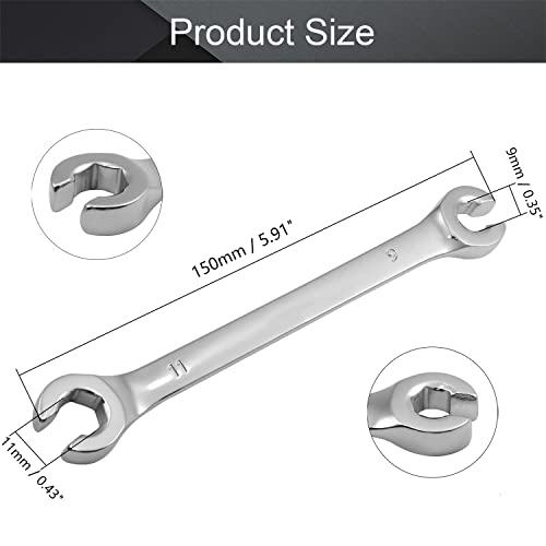Utoolmart Flare Nut Wrench, 9mm x 11mm Metric Double Open End, 2Pcs - color: 2pcs, size: 9x11mm