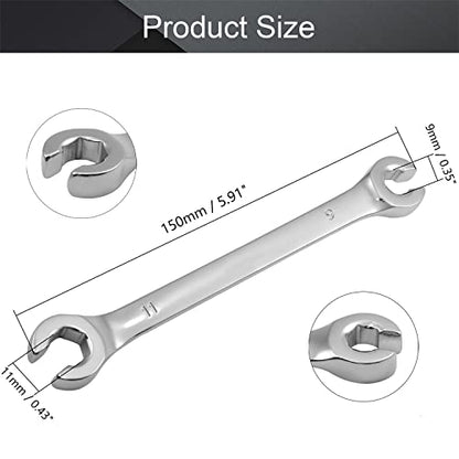 Utoolmart Flare Nut Wrench, 9mm x 11mm Metric Double Open End, 2Pcs - color: 2pcs, size: 9x11mm