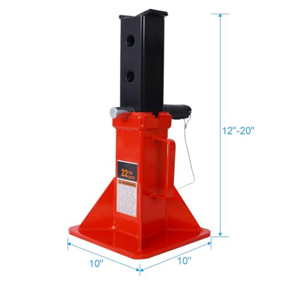 22-Ton Heavy-Duty Jack Stands, Adjustable Steel Support with Locking Pin, Professional Automotive Stand for Trucks, SUVs, and Vehicles, 44,000 lbs Capacity, 1 Pair (Red + Steel) - color: Red + Steel