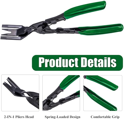1PCS Car Clip Pliers Tool, Panel Clip Pliers Set Fastener Remover, Auto Retainer Clip Trim Rivet Removal Tool, Auto Door Car Upholstery Trim Clip Removal Tool (Green) - color: Green