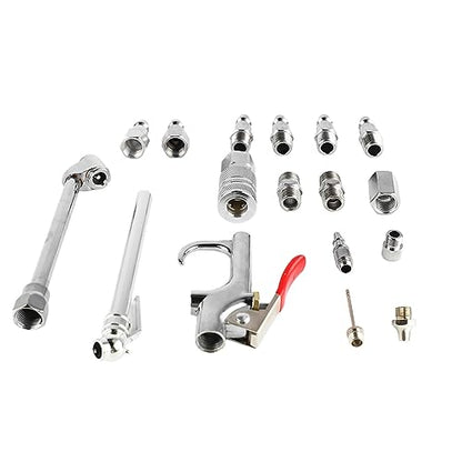 Air Compressor Accessories, 17 Pieces Iron 1/4NPT Air Blowgun Accessory Kit, Accurate Standard for Repair
