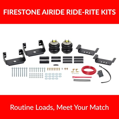 Firestone Airide Ride-Rite Rear Air Spring Kit with Air Command Dual Path Wireless App & Remote with Extreme Compressor Kit fits 1999-2026 F350 & 1999-2025 F450 Cab Chassis w/ 0" Lift | Decal - size: Dual Path with 2 Gallon Air Tank