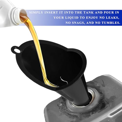 2PCS Oil Funnel, Flexible Multi-Function Automotive Oil Funnel, Spill-Proof Plastic Long Neck Engine Funnels Set for Gas Lubricants Water Diesel Fuel Kerosene, Car Accessories (Black) - color: Black, 2 PCS
