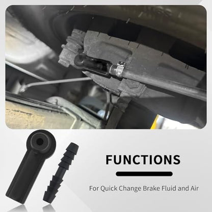 5PCS Brake Bleeder Kit Connector,Brake Fluid Bleeder Kit Bleeding Adapter Joint for Quick Brake Fluid/Air Changes,Brake Bleeder Hose Connector Fit Brake Bleeder Bottle,Vacuum Brake Bleeder - color: Black