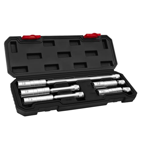 5PCS Magnetic Swivel Spark Plug Socket Set, 14mm Thin Wall Socket, 9/16" 6-inch Extension Socket, 5/8" Sockets with 4, 6, and 10 inch Extensions, Heavy Duty Retaining Ring, Cr-V Steel Made