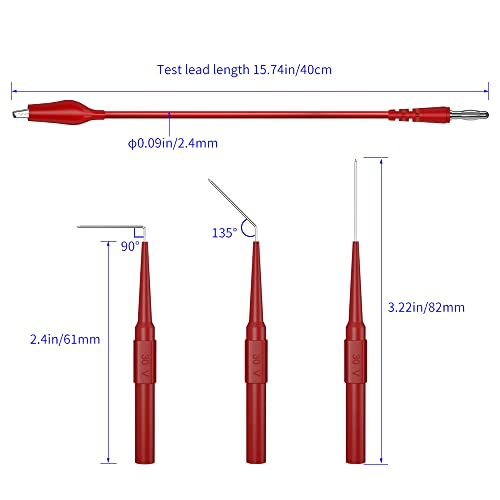 Test Lead Kit 20pcs Alligator Clip to 4mm Banana Plug Test Probe Back Probes Kit Test Pins for Automotive Repair Inspection Tools Set JT8005 - size: 20pcs