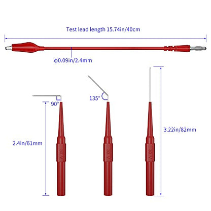 Test Lead Kit 20pcs Alligator Clip to 4mm Banana Plug Test Probe Back Probes Kit Test Pins for Automotive Repair Inspection Tools Set JT8005 - size: 20pcs