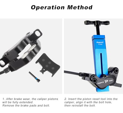 Bicycle Hydraulic Disc Brake Caliper Piston Press Tool, CNC Aluminum Alloy Reset Tool for Shimano, SRAM, Magura, Hope Dual/Quad Piston Brakes, Flat-Push Design for Ceramic Pistons