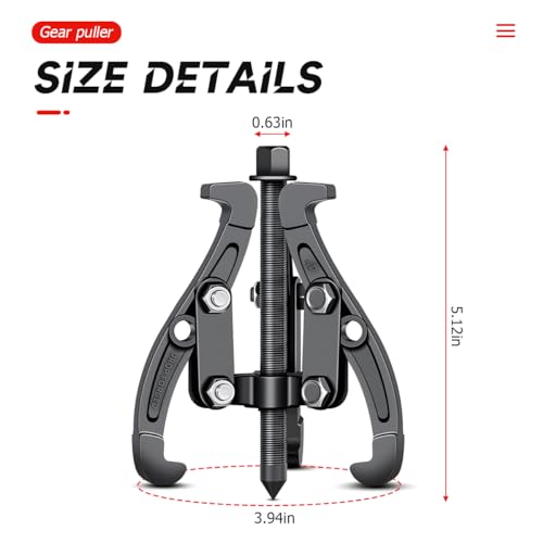 BELOMI 3 Jaw Inner Bearing Puller, Pilot Bearing Gear Puller for Auto with Reversible Jaws, Heavy Duty Gear Extractor Tool for Automotive Wheel, Pulling Kit for Motorcycle Car SUV (4 inch) - size: 4 inch
