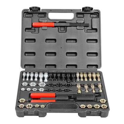 VEVOR Thread Chaser Set - 49-Piece UNC UNF and Metric Thread Restorer Tool Rethreading Tool Kit with 22 Taps 24 Dies 3 Thread Files Storage Case Heat Treated Steel for Mechanics DIY Enthusiasts - size: 49PCS, style: SAE&METRIC