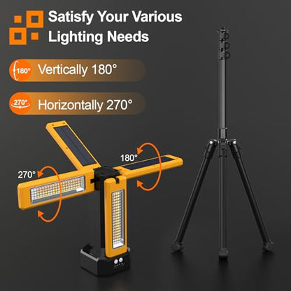13200mAh Rechargeable Solar Work Light with Folding Stand and Carrying Bag, AODOO 8000 Lumen Stepless Dimmable , White/Warm/Nature White/RED(SOS) with Detachable Tripod (Orange(Remote)) - color: Orange(Remote)