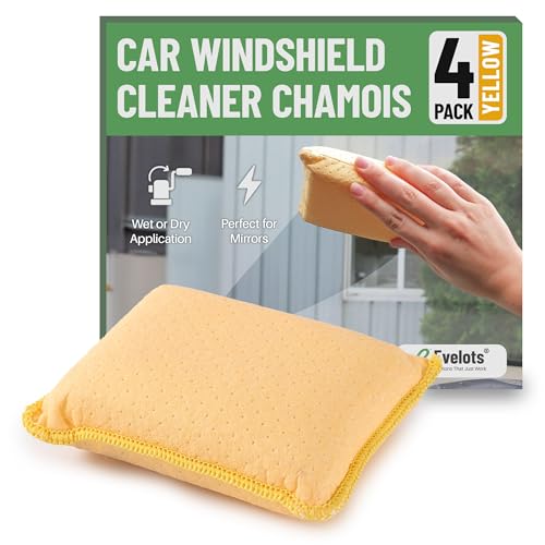 Evelots Windshield Cleaner Tool 4-Pack - Car Window & Glass Cleaning Tool, Inside Windshield Cleaner, Auto Windshield Cleaning Kit for Interior Car Windows - Yellow - size: Yellow - Set of 4