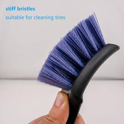 Wheel and Tire Brush Kit for Car Cleaning, Upgraded Bristles, Efficient | scratch-free | soft, dense wheel bristles and stiff efficient tire bristles | won't bend, splay, or lose shape