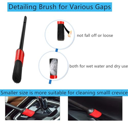Fitosy Car Interior Duster Detail Brushes, Soft Bristles Brush | Car Accessories for Cleaning Dashboard Air Vent Crevice, Detailing Dusting Tool Kit for Auto Truck SUV RV