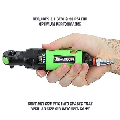 OEMTOOLS 24415 1/4 Inch Drive Air Ratchet, Impact Ratchet Wrench with 700 RPM, 50 Ft/Lb. Torque, Compact Fastening in Tight Spaces, Lightweight Automotive Tool