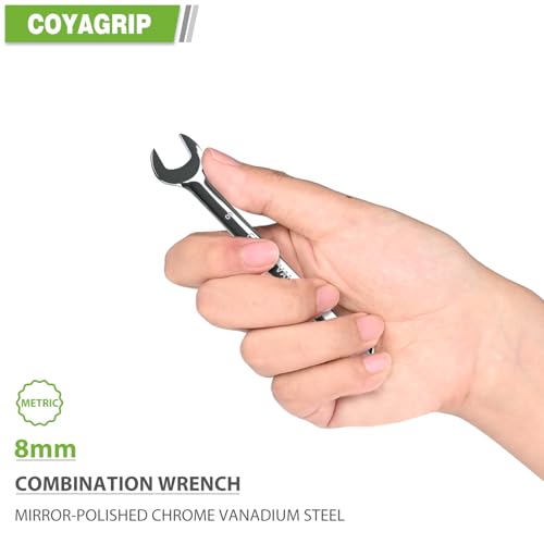 8mm Wrench, Industrial Grade Spanner, Combination Wrenches Metric with 12-Point Box End, 15-Degree Offset, 8mm Wrenches Chrome Vanadium Steel Mirror Polished - size: 8mm