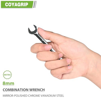 8mm Wrench, Industrial Grade Spanner, Combination Wrenches Metric with 12-Point Box End, 15-Degree Offset, 8mm Wrenches Chrome Vanadium Steel Mirror Polished - size: 8mm