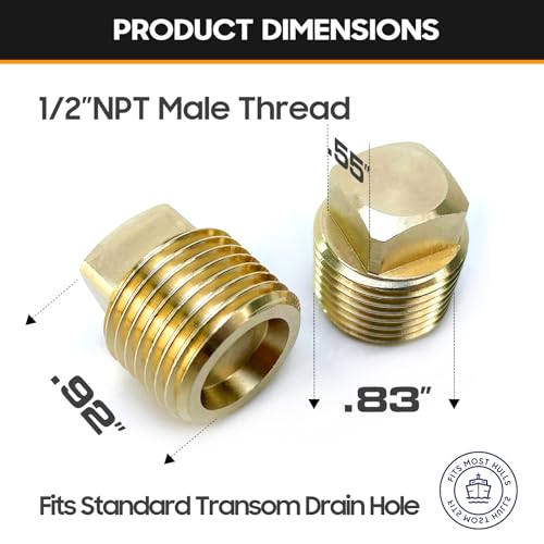 HAPDEN Boat Plugs 1/2 Inch Npt Solid Brass Boat Drain Plug, 4 Pack Garboard Drain Plug Boat Drain Plug Fits Most Boat Hulls (1/2 Inch NPT) - color: Yellow