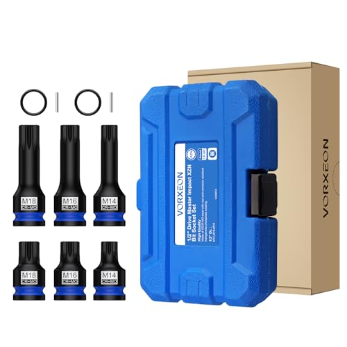 1/2" Drive Triple Square Spline Impact Bit Sockets Long and Short Combinations Set, 6 Pcs XZN Socket 42 Cr-Mo M14 M16 M18 With Storage Case - size: Triple Square 6Pcs