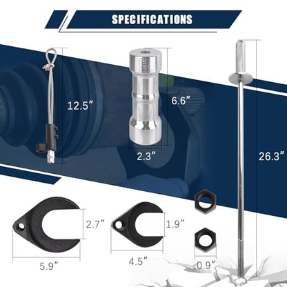 Inner CV Joint Puller Inner CV Joint Removal Tool Kit 10 Pounds Heavy Duty Slide Hammer Front Wheel Drive Axle Half Shaft Removal Puller Tool Set 63mm 48mm CV Joint Fork Adapter Attachments