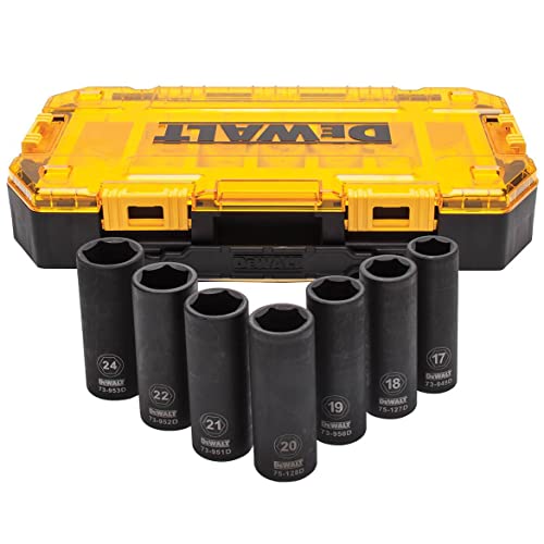 DEWALT DWMT74737 Tough Box 7PC mm 1/2 Deep Drive Impact Socket Set - size: One Size, style: Metric