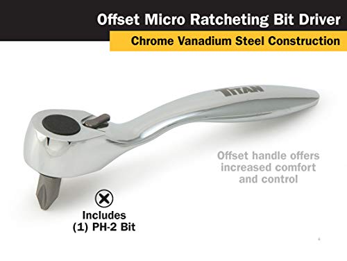 Titan 11207 3-1/2-Inch Offset Micro Ratcheting Bit Driver - style: Offset Bit Driver