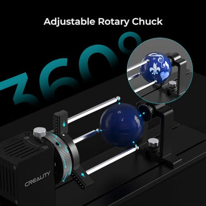 Creality Rotary Kit Pro, Laser Rotary Roller 3 in 1 Multi-Function Engraving Accessories for Laser Engraver, Jaw Chuck Rotary for Engraving Wine Glass, Baseball Bat, Ring and Most Cylindrical Objects - size: Rotary Roller-Pro