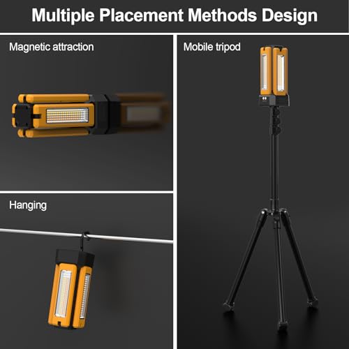iodoo 13200mAh Rechargeable Solar Work Light,IPX4 Waterproof with Folding Stand Support and Portable Carrying Bag, 8000 Lumen Stepless Dimmable, 4 Lighting Modes, White/Warm/Warm White (Standard) - size: Orange(Standard)