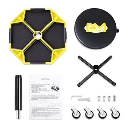 PM PERFORMOTOR Adjustable Height Pneumatic Garage Seat Rolling Mechanic Stool with Tool Tray Storage,300lbs Max Weight Capacity, Yellow,PM-TOL-ATS-YL - color: Yellow
