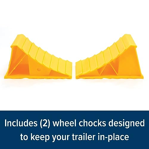 Camco Camper/RV Wheel Chock - Keeps Trailer in-Place to Safely Unhitch or Park - Compatible with Wheels Up to 26” in Diameter & Molded of Heavy-Duty Hard Plastic - 2-Pack (44414) - style: Standard Design