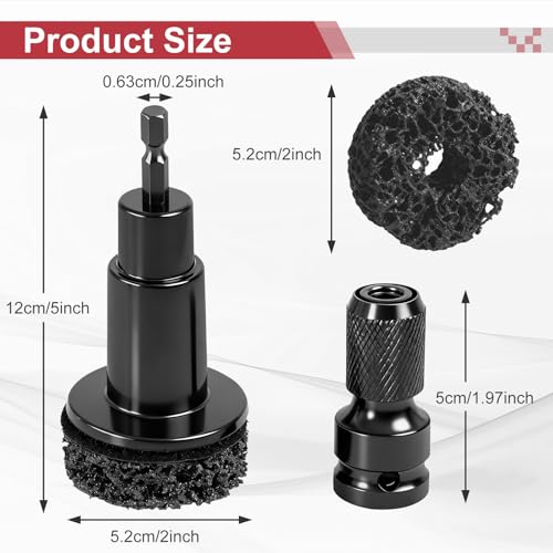 Wheel Hub Resurfacing Kit Wheel Stud and Hub Cleaner for Quick Rust Removal on Lug Studs and Brake Rotors,Includes 7 Cleaning Pads and,Fits 1/2” Wrenches or Electric Drills,Maintenance Tool for Cars