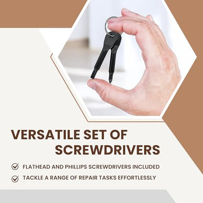 Pocket Screwdriver Set (Pack of 2) - Best Stocking Stuffers - EDC Keychain - Portable Repair Tool for Small Projects, Furniture - Compact & Ergonomic Flat Head & Phillips Key Screwdriver - 2 Colors
