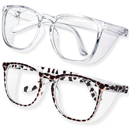 Anti Fog Safety Glasses for Women, Safety Goggles for Nurse, Protective Eyewear, Blue Light Blocking & UV Protection - color: Tortoise-clear
