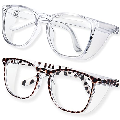 Anti Fog Safety Glasses for Women, Safety Goggles for Nurse, Protective Eyewear, Blue Light Blocking & UV Protection - color: Tortoise-clear