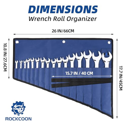 16 Pockets Tool Roll Wrench Roll Organizer, Rolled Tool Pouch Bag with Water Proof Oxford Cloth, Blue (Only Bag) - color: Blue
