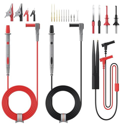 Multimeter Test Leads Kit, 25-Piece Electrical Test Leads Set with Flexible Silicone Wires, Replaceable Multimeter Probes, Large & Small Alligator Clips – Ideal for Engineers & Electricians - size: 25PCS