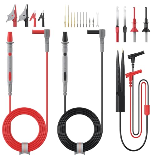 Multimeter Test Leads Kit, 25-Piece Electrical Test Leads Set with Flexible Silicone Wires, Replaceable Multimeter Probes, Large & Small Alligator Clips – Ideal for Engineers & Electricians - size: 25PCS