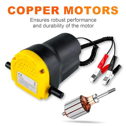 Oil Extractor Pump, 12V 60W Electric Transfer Pump for Cars | Easily Drains Engine Oil from Cars, Motorcycles, RVs, Lawn Equipment & Boats, Quick & Mess-Free Oil Changes